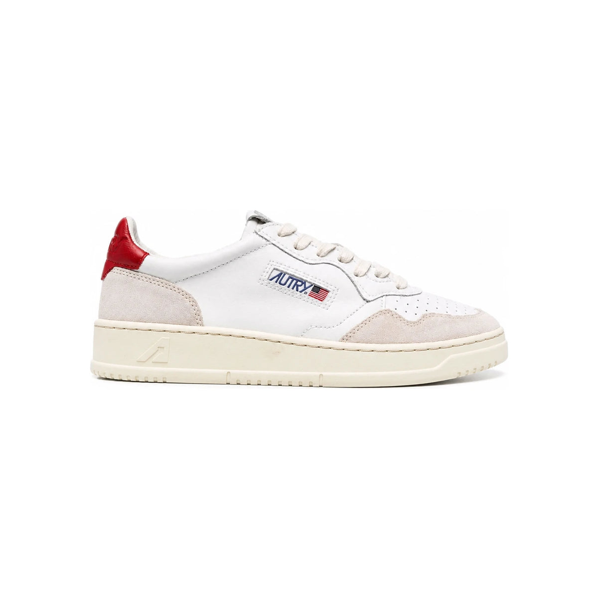 AUTRY Men’s Medalist Leather Suede Low-Top Sneakers Red Tab