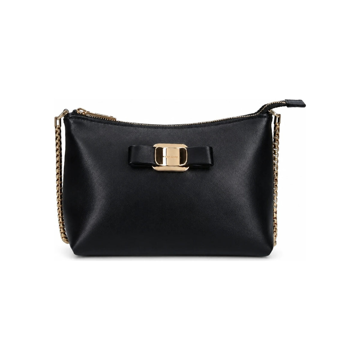 Ferragamo Black Vara Bow Chain Mini Shoulder Bag Leather 22 0819 0780217