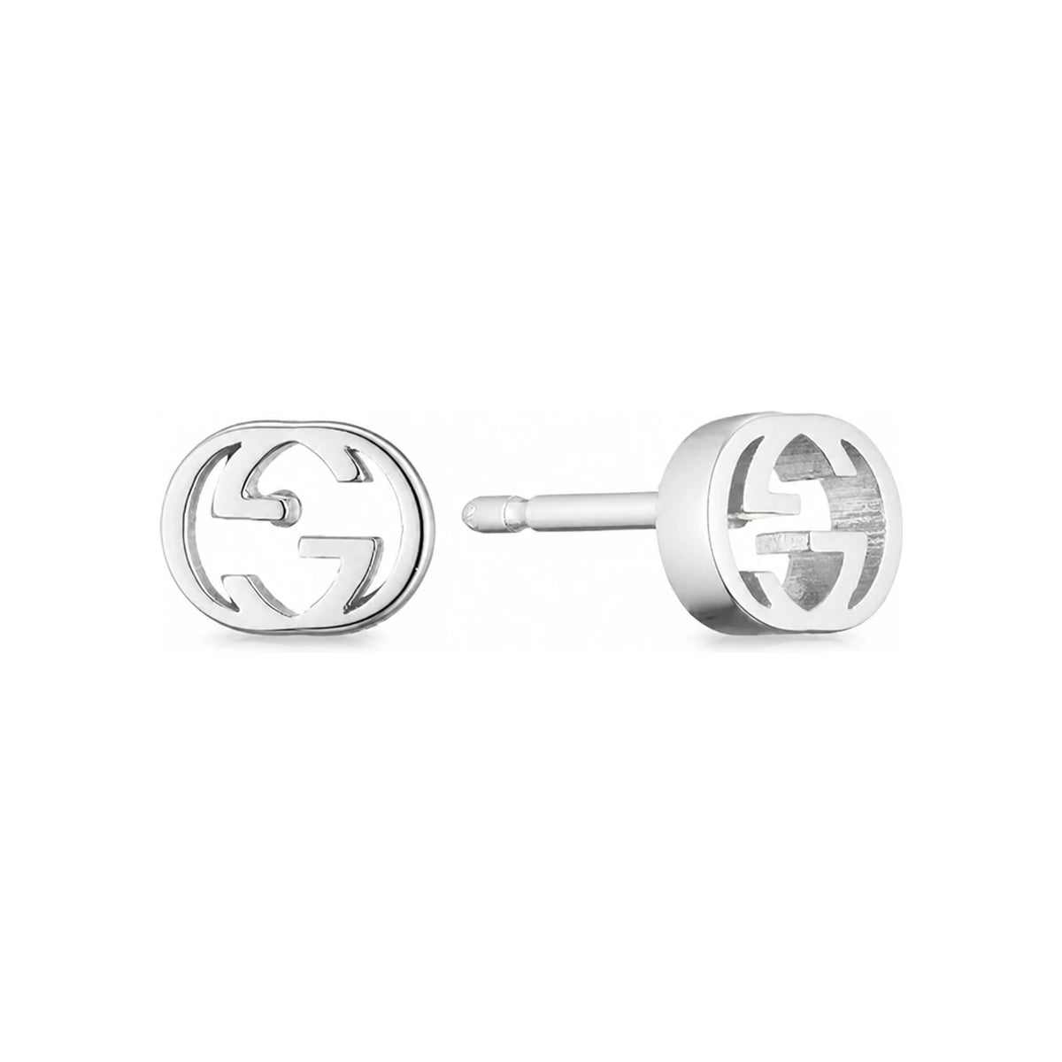 GUCCI Interlocking G 18K White Gold Earrings YBD662111002 662111 J8502 9000