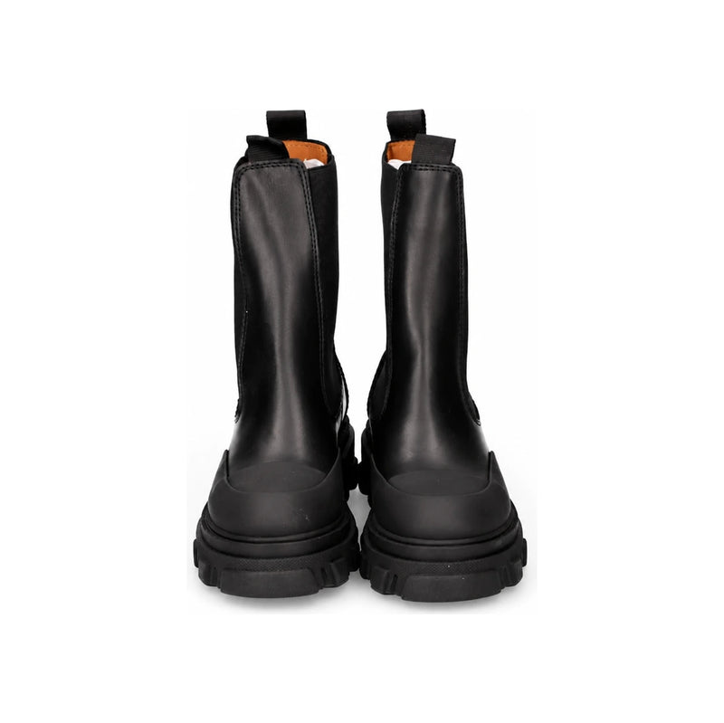 GANNI Black Leather Mid Chelsea Ankle Boots S1915099