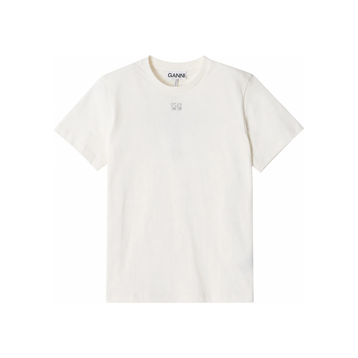 GANNI Rhinestone Short Sleeve T-Shirt Women’s White Cotton