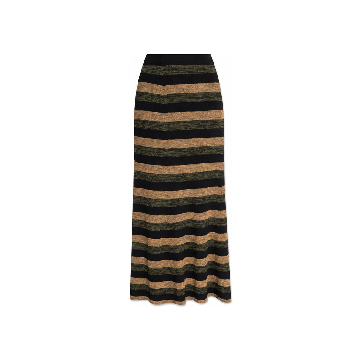 GANNI Stripe Rib Merino Wool Maxi Skirt K2292 999