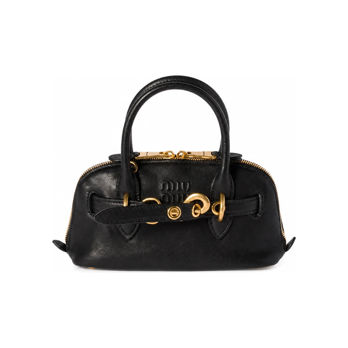 Miu Miu Avant Trou Mini Nappa Leather Tote Bag Black