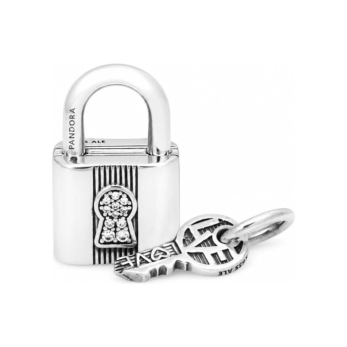 PANDORA Silver Padlock Key Pendant Dangle Charm 790088C01