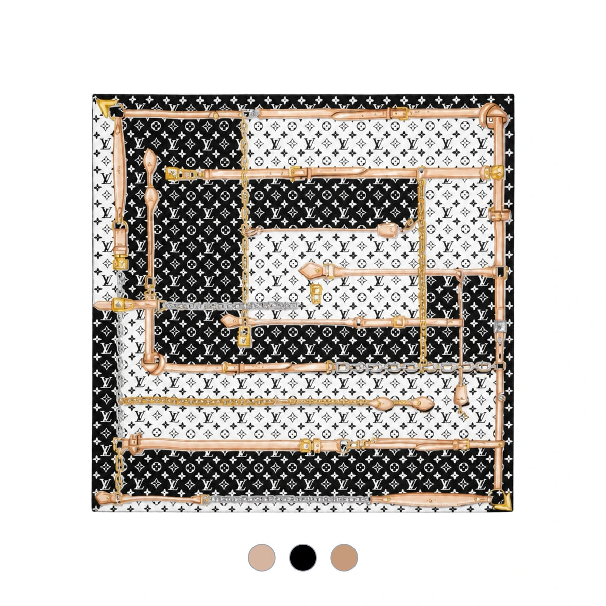 Louis Vuitton Monogram Confidential Square Scarf Black Brow M78667 M78666 M79594