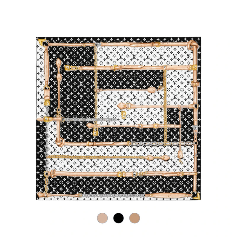 Louis Vuitton Monogram Confidential Square Scarf Black Brow M78667 M78666 M79594