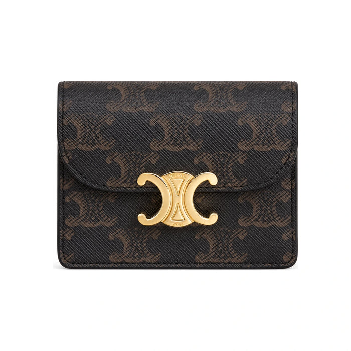 CELINE Triomphe Canvas Lambskin Card Wallet 10N062DB7 04LU