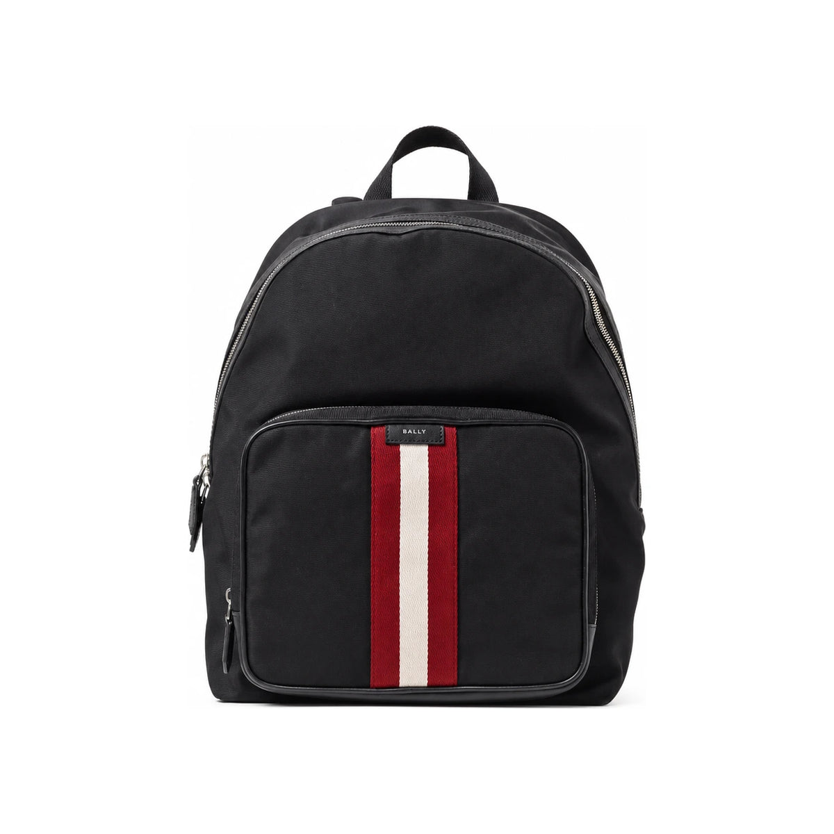 BALLY Maverick Tricolor Stripe Logo Backpack Black Leather MAK03U NY286
