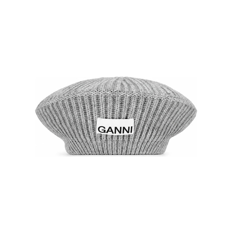 GANNI Logo Patch Structured Beret Women’s Hat