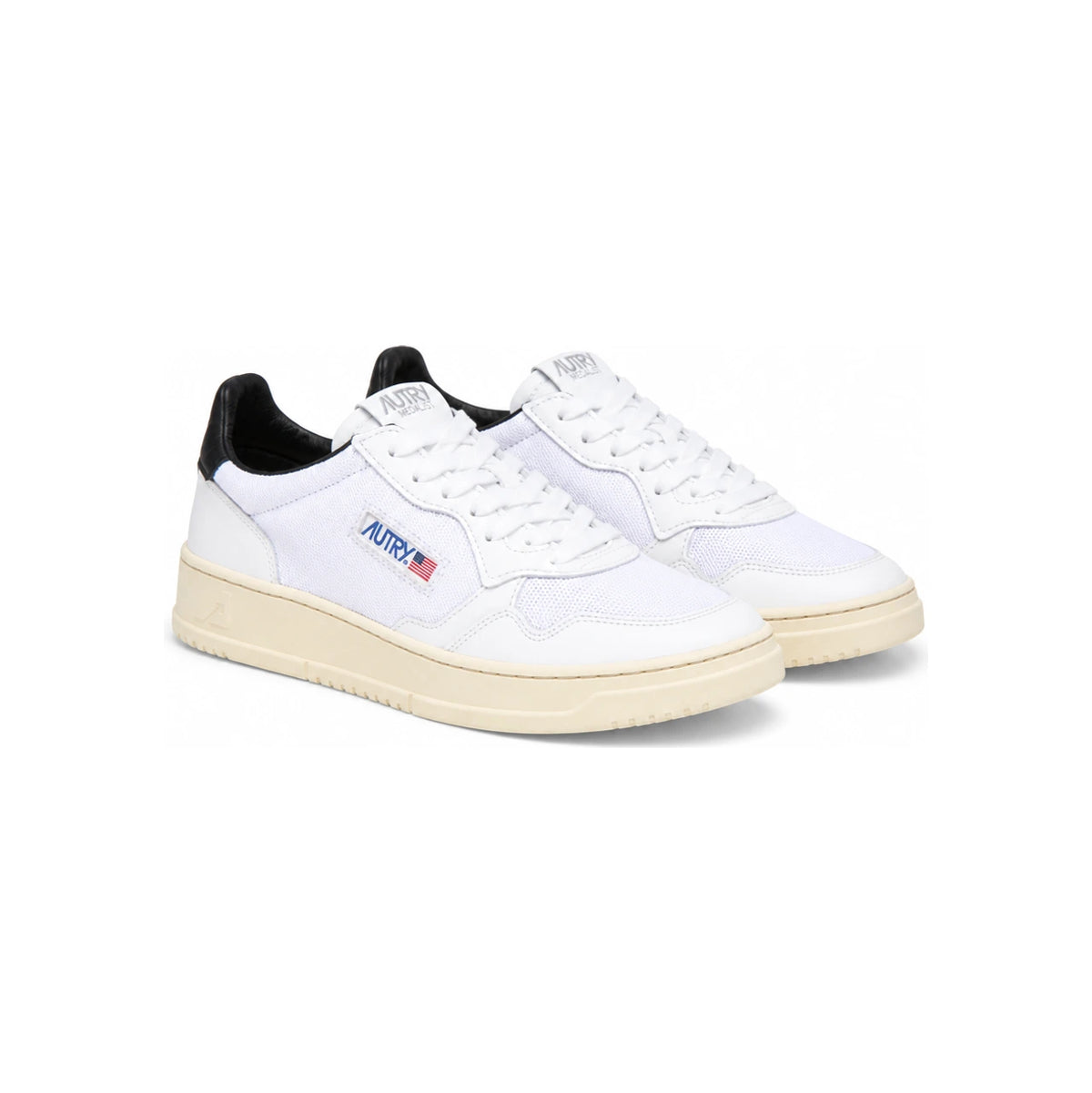 AUTRY White Black Tab Medalist Low Top Sneakers
