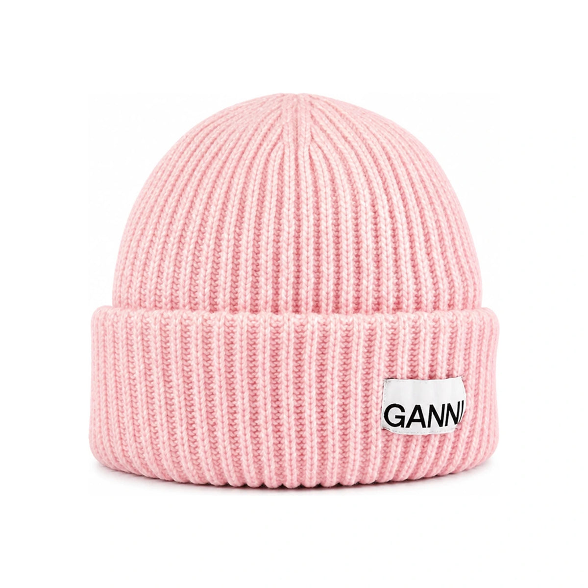 GANNI Logo Wool Beanie Unisex Black A4429 395