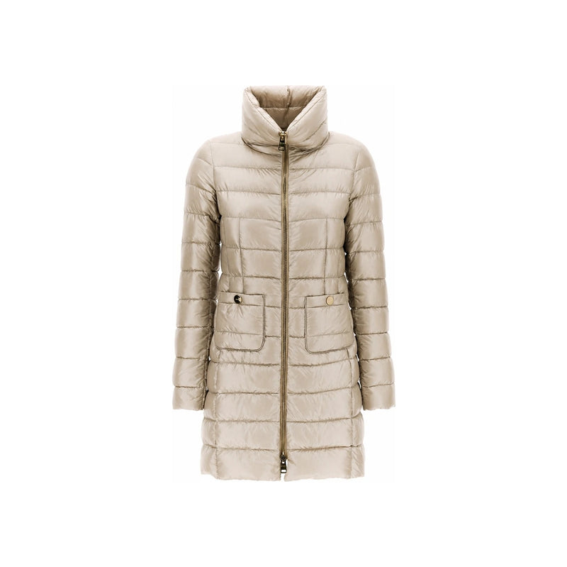 Herno High Neck Lightweight Down Jacket Beige Gray Women