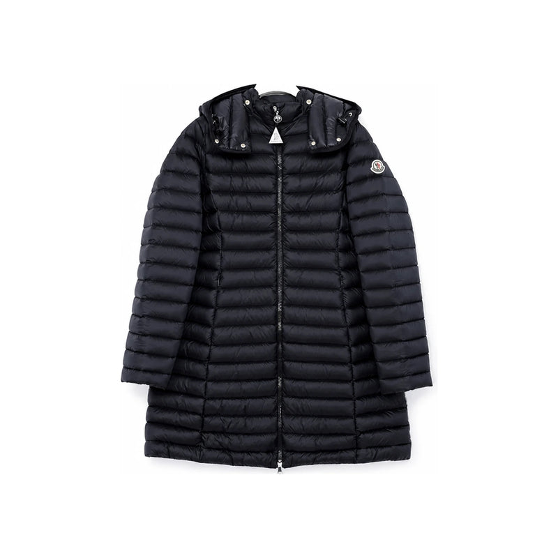 Moncler Igelong Hooded Long Down Jacket Navy Women