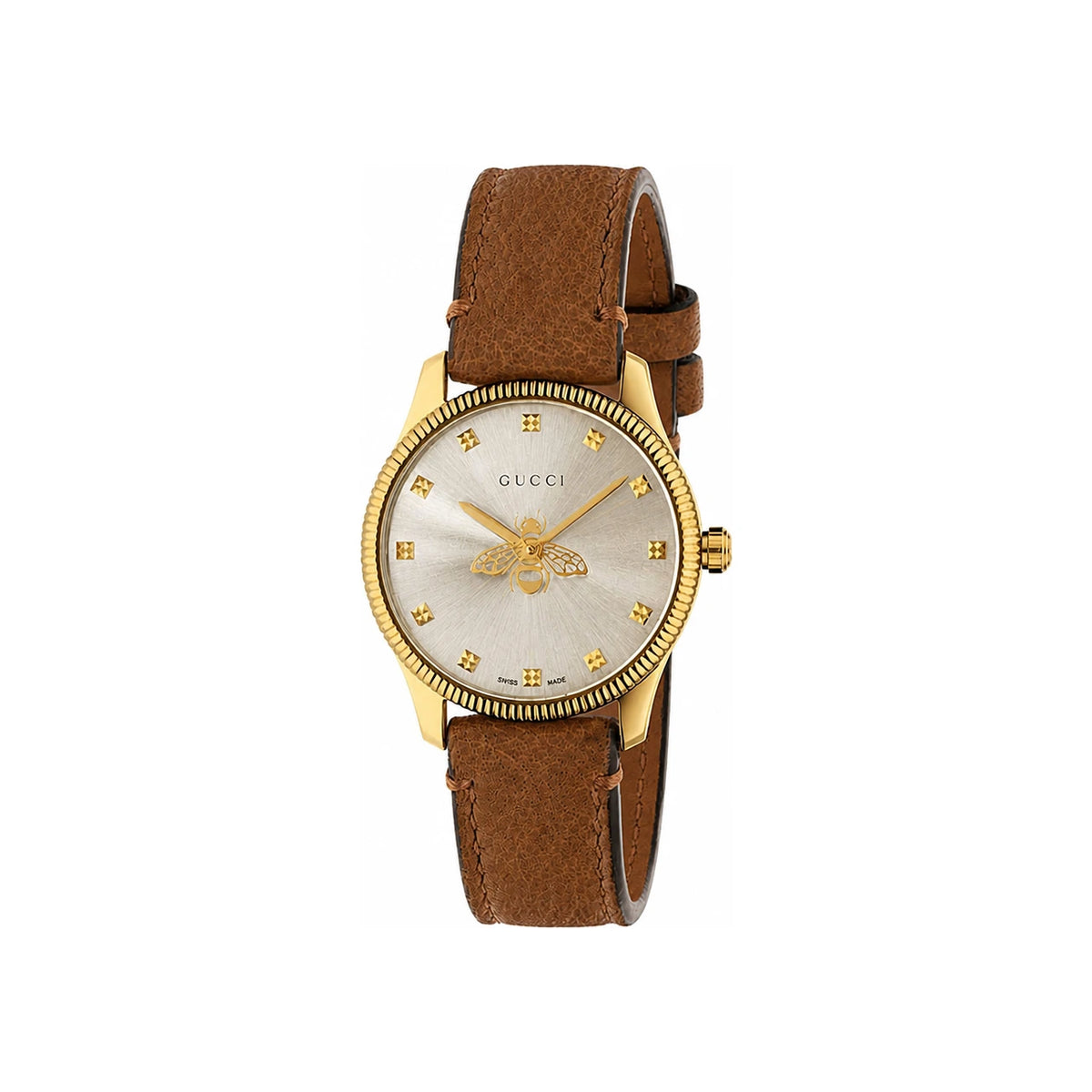 GUCCI G-Timeless Bee Brown Gold Women’s Leather Watch YA1265022