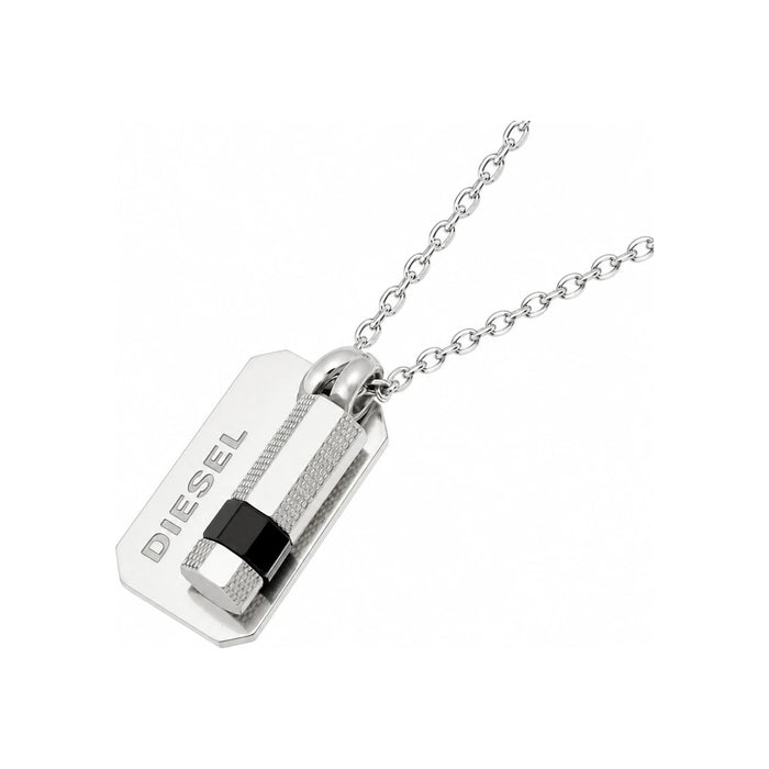 DIESEL Logo Plate Bolt Pendant Necklace
