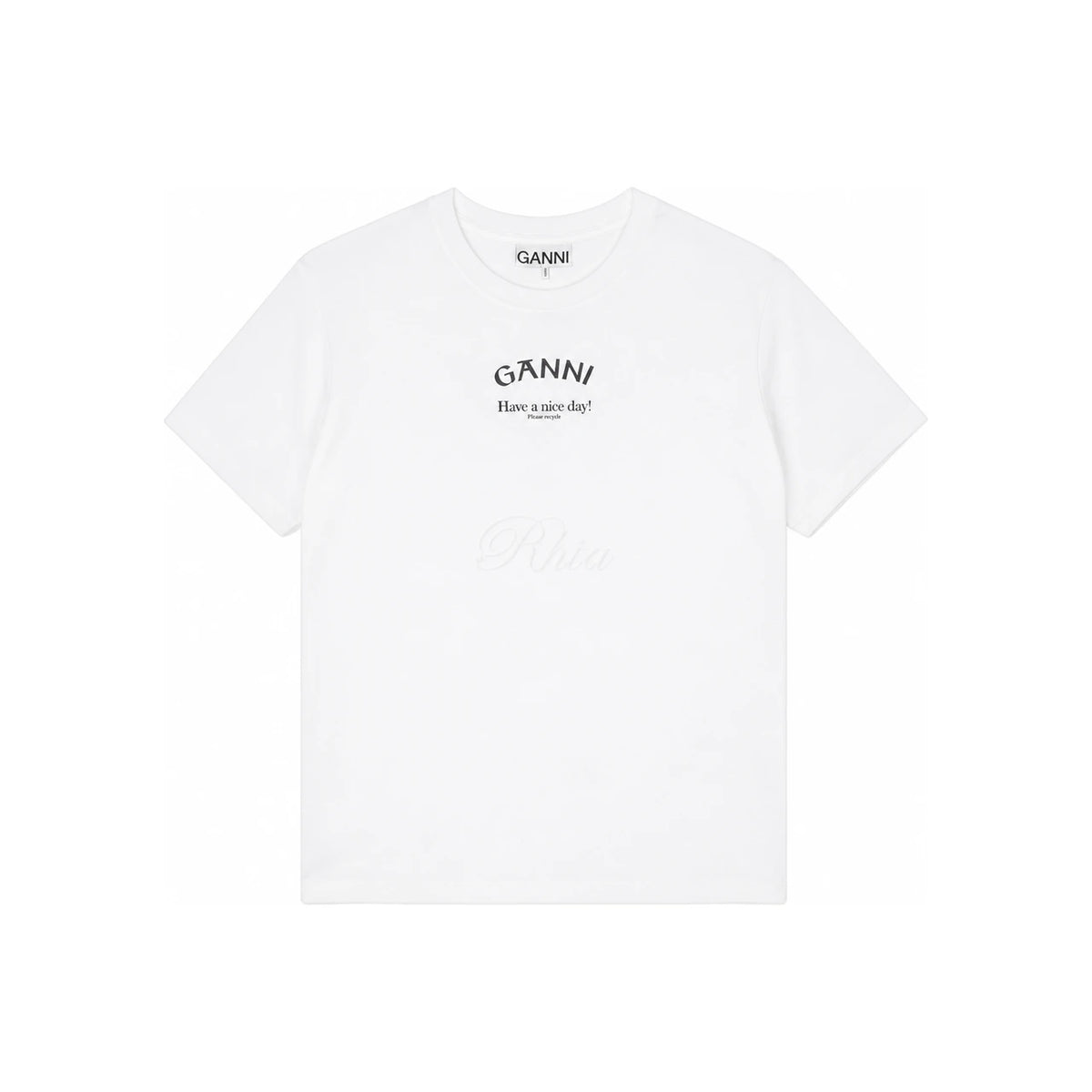 GANNI Bright White Logo Print T-Shirt