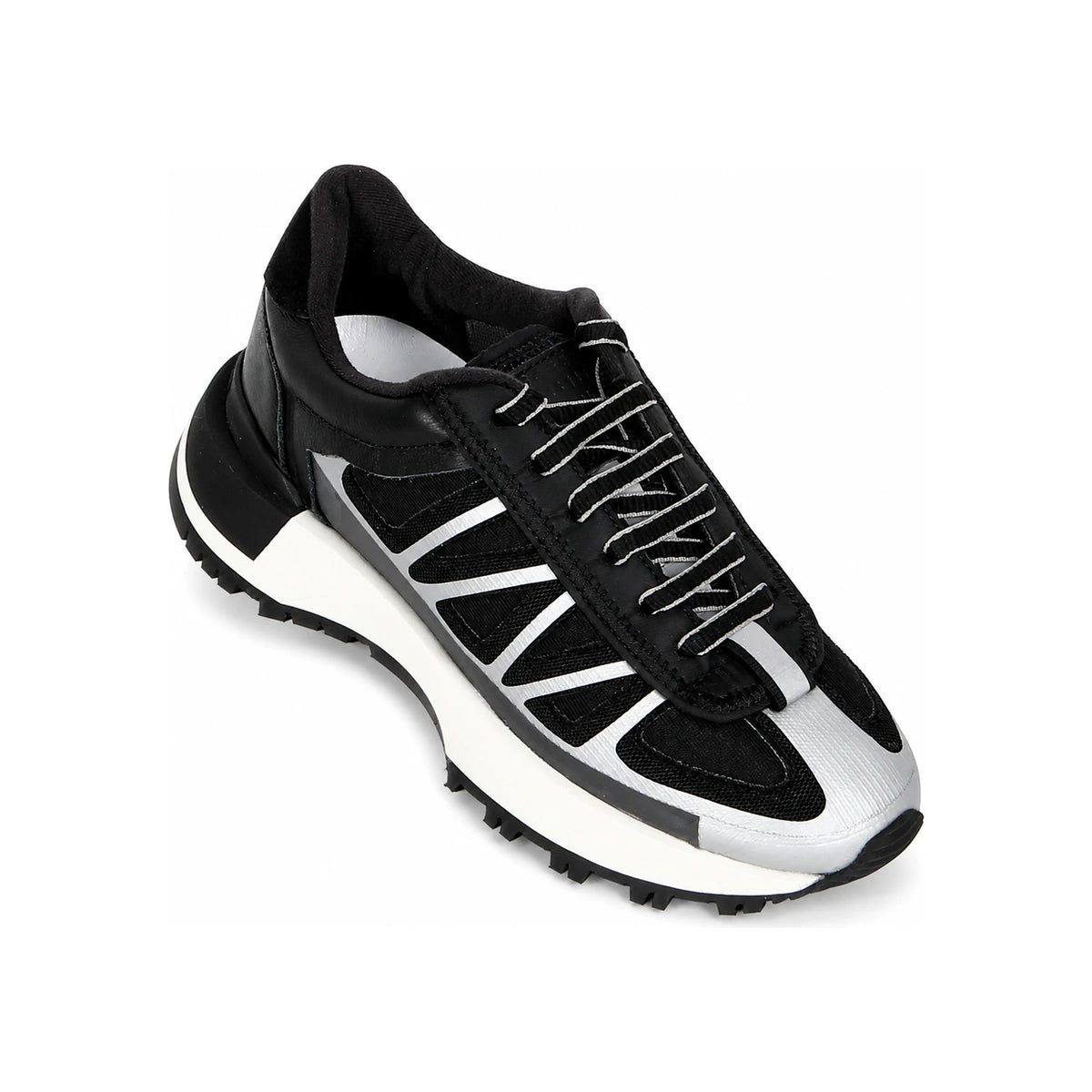 Maison Margiela Leather Lace-Up Low Top Sneakers White/Gray