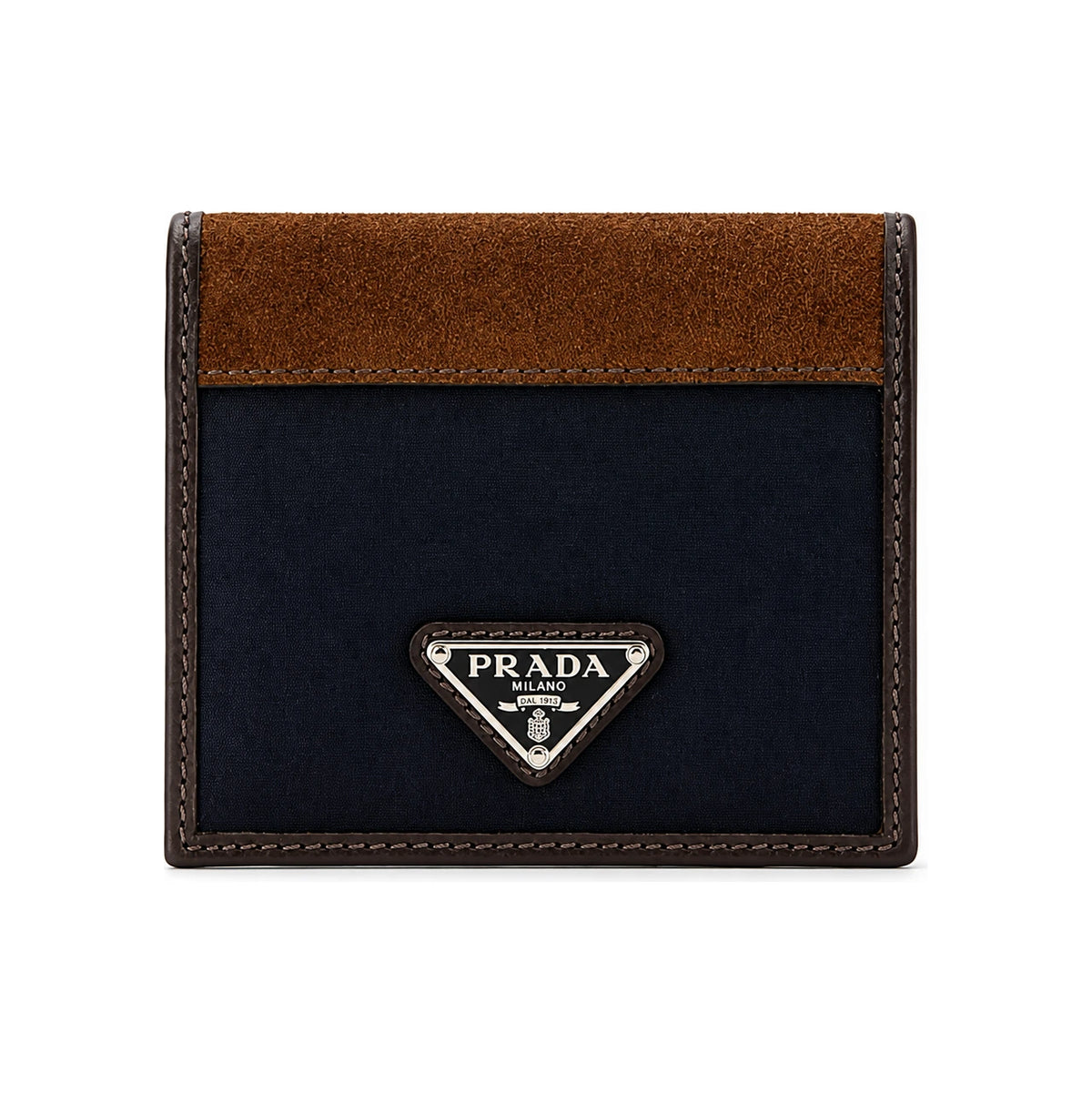 PRADA Triangle Logo Re-Nylon Leather Bifold Wallet Men Blue Cof 2MO004 384 F0C1B