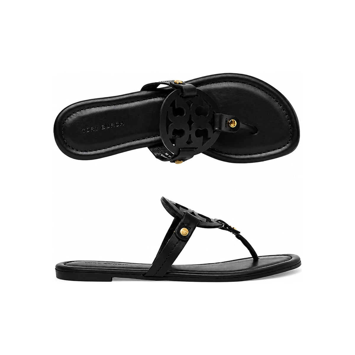Tory Burch Miller Patent Flip Flops Women’s Sandals Black