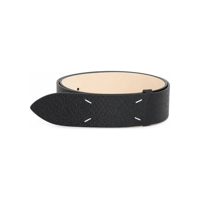 Maison Margiela Stitch Grain Leather Belt Black Unisex