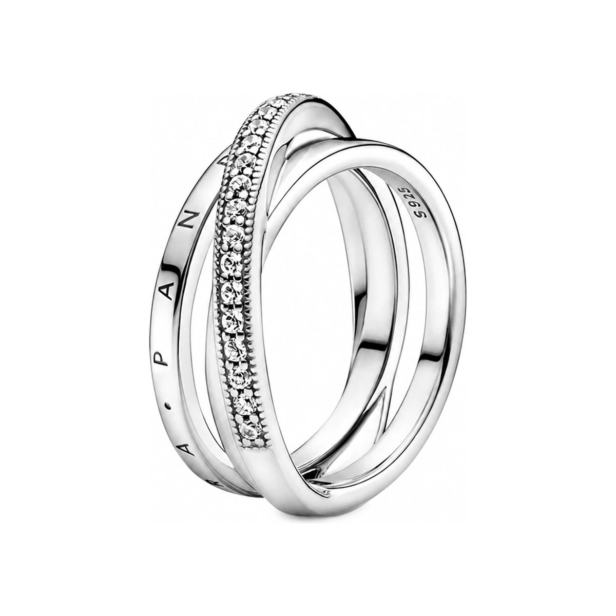 PANDORA Signature Crossover Pavé Triple Band Silver Ring 199057C01