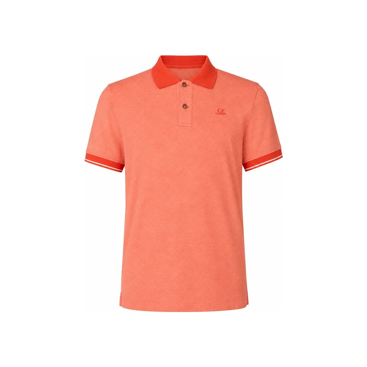 CP Company Coral Embroidered Logo Short Sleeve Polo T-Shirt