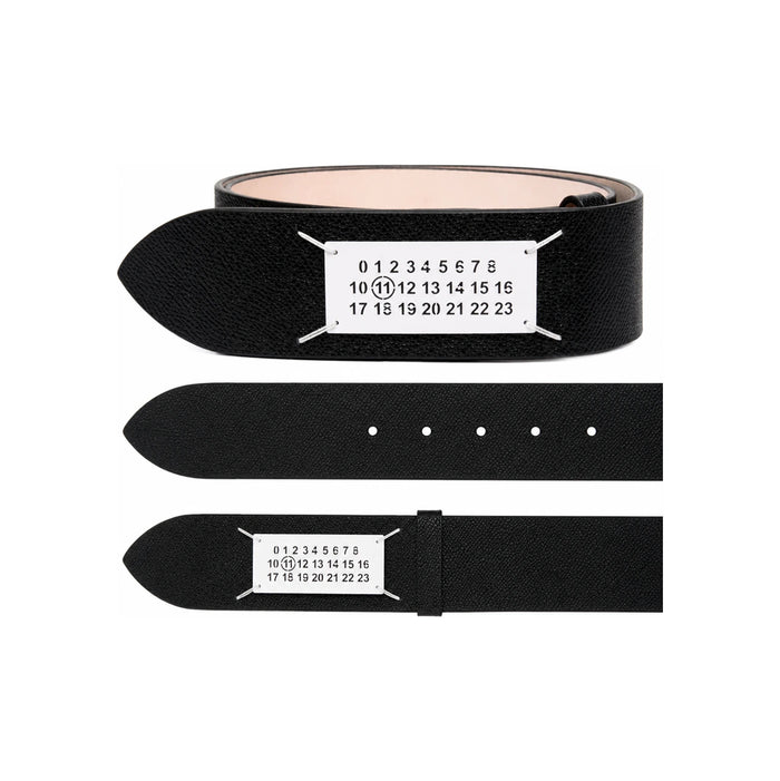 Maison Margiela Numbering Logo Black Leather Belt