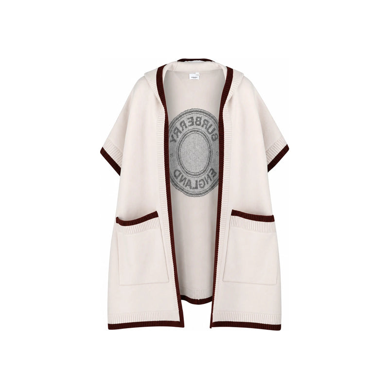 BURBERRY Logo Jacquard Hooded Cape Canvas Coat