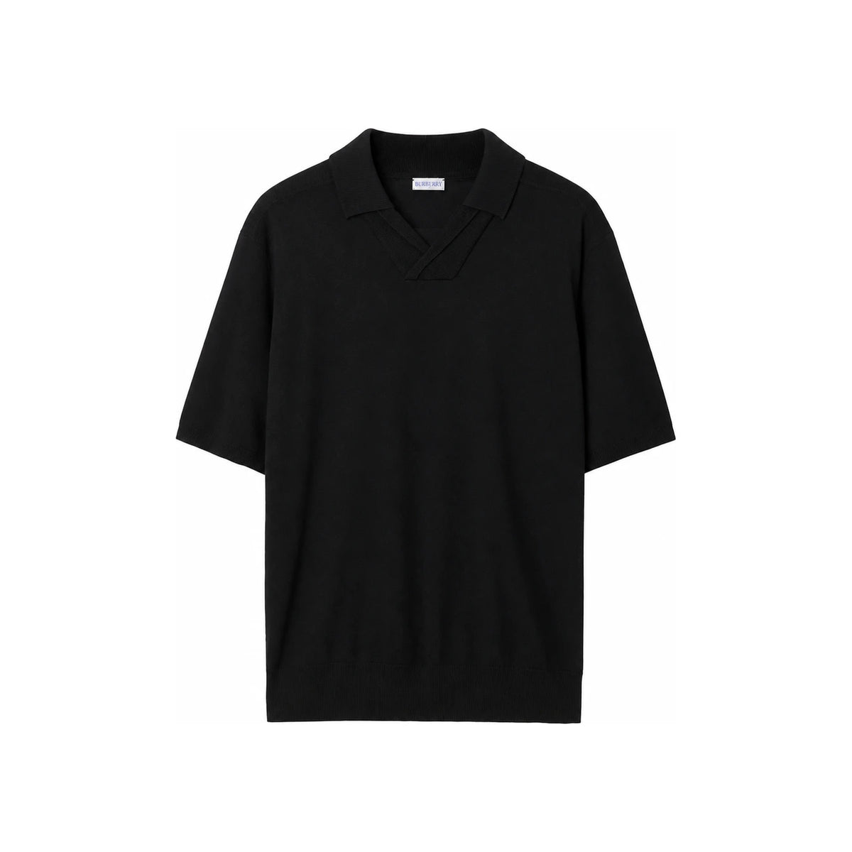 BURBERRY Black Wool Knit Short Sleeve Polo Shirt Men