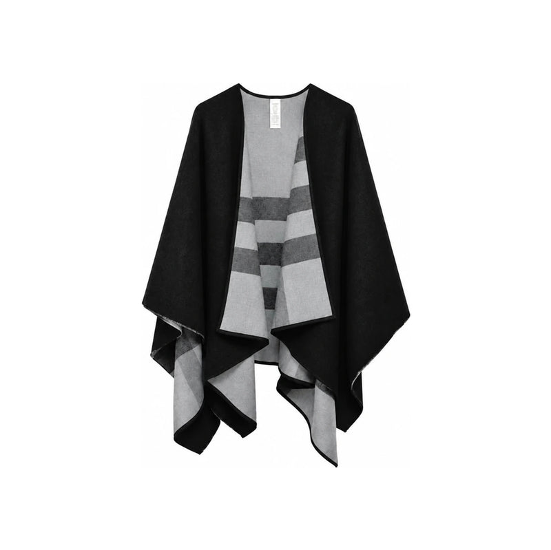 BURBERRY Reversible Solid Check Wool Cape Charcoal