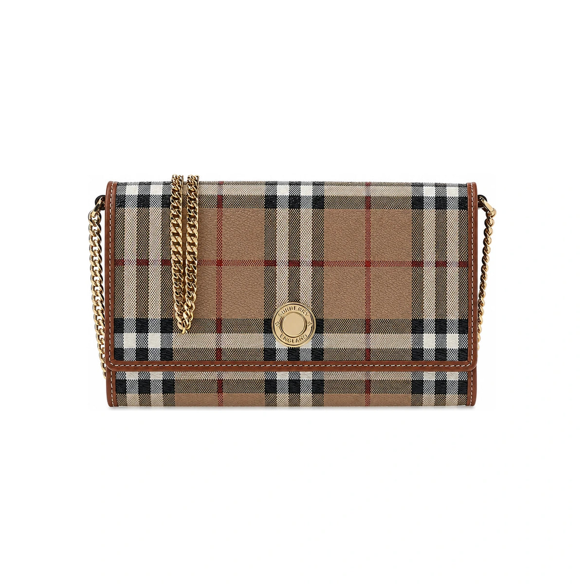 BURBERRY Women’s Check Chain Strap Wallet Bag