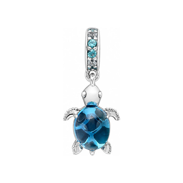 PANDORA Murano Glass Sea Turtle Dangle Silver Pendant Charm 798939 C01