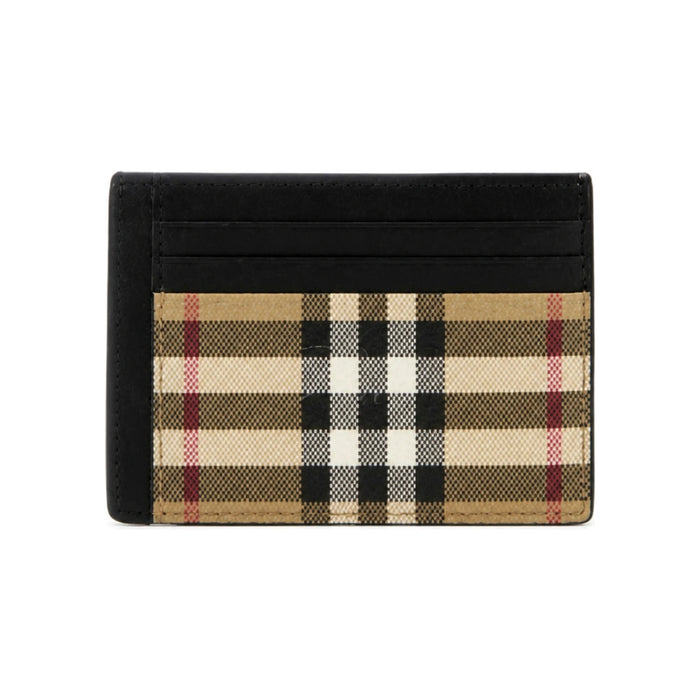 BURBERRY Beige Check Money Clip Card Holder