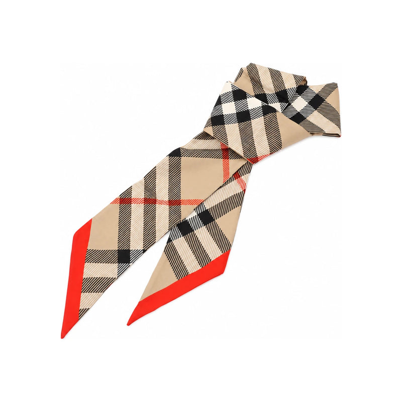 BURBERRY Check Skinny Twill Silk Scarf