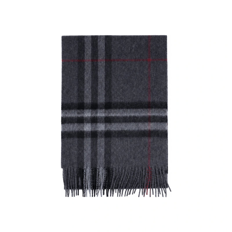 BURBERRY Check Cashmere Fringe Scarf