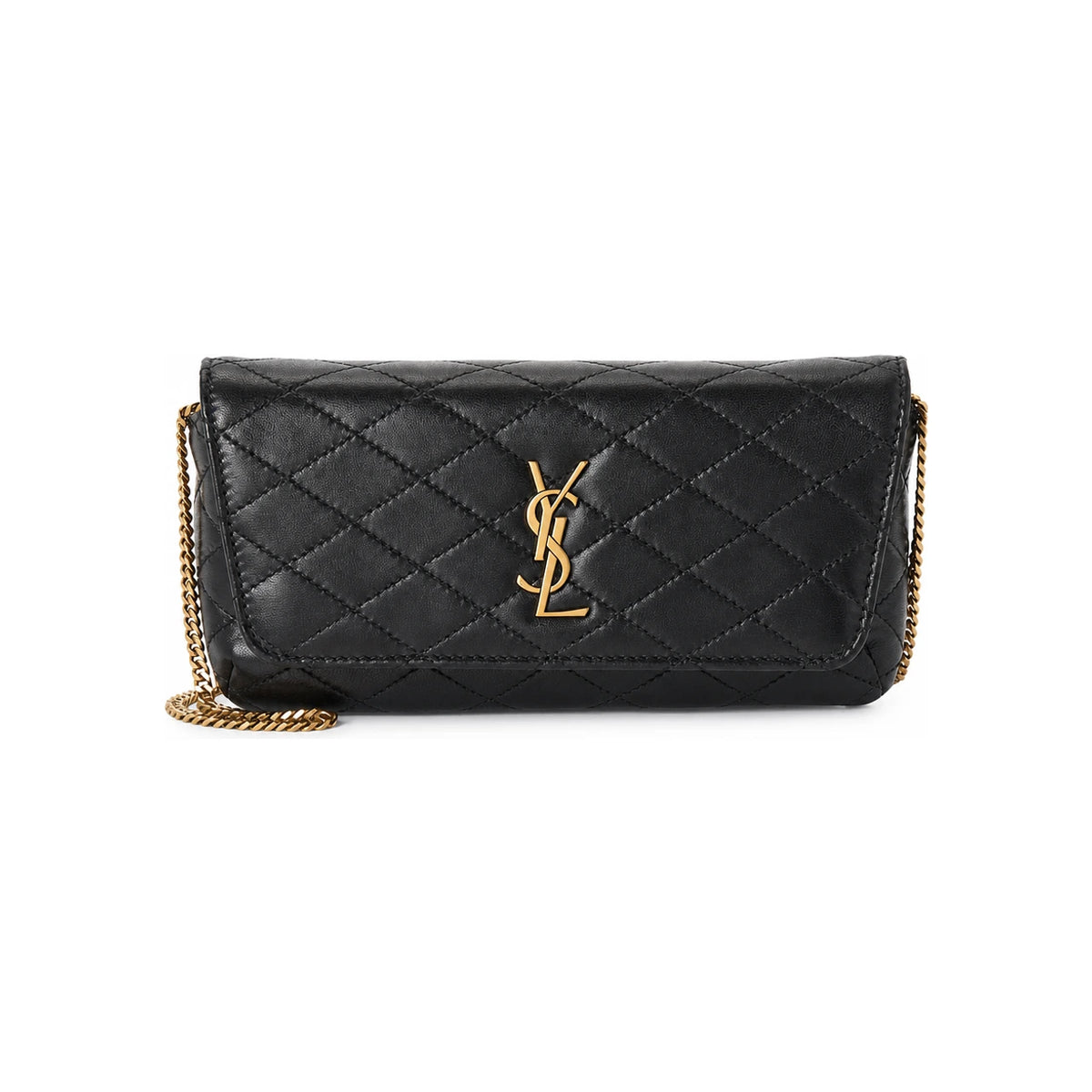 Saint Laurent Gaby Chain Shoulder Bag Black Leather