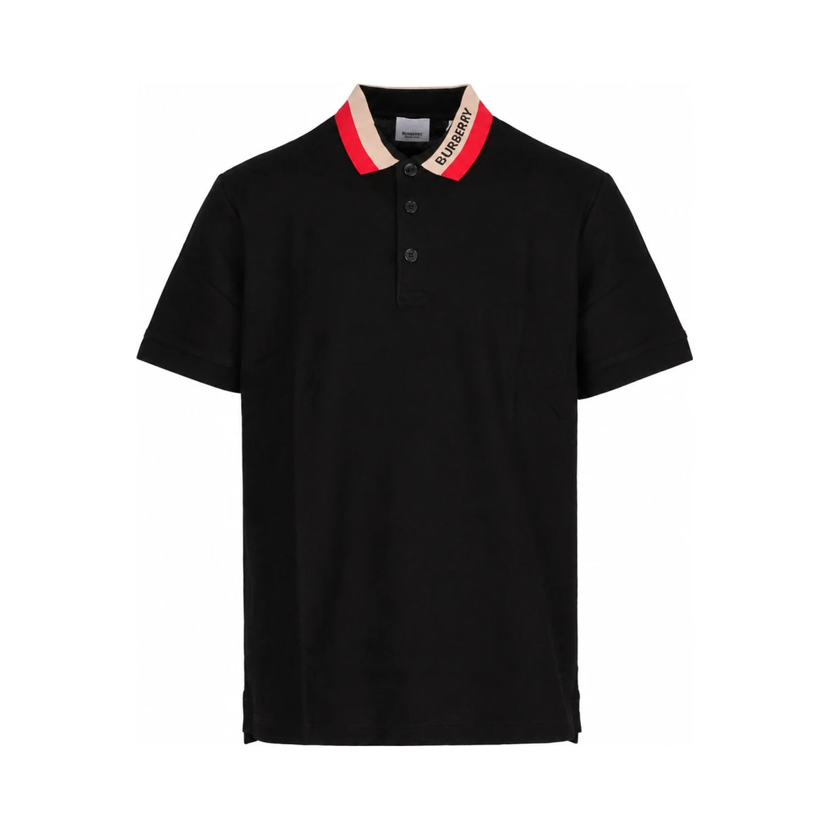 BURBERRY Black Cotton Short Sleeve Polo Shirt