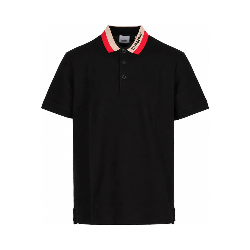 BURBERRY Black Cotton Short Sleeve Polo Shirt