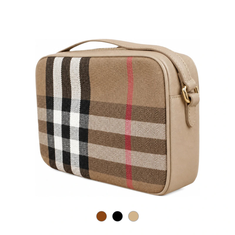 BURBERRY House Check Camera Crossbody Bag Black