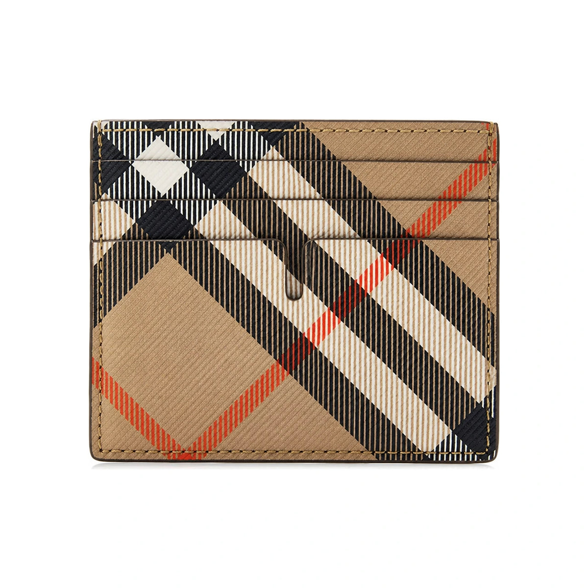 BURBERRY Men’s Tall Check Card Holder Wallet Sandon Beige