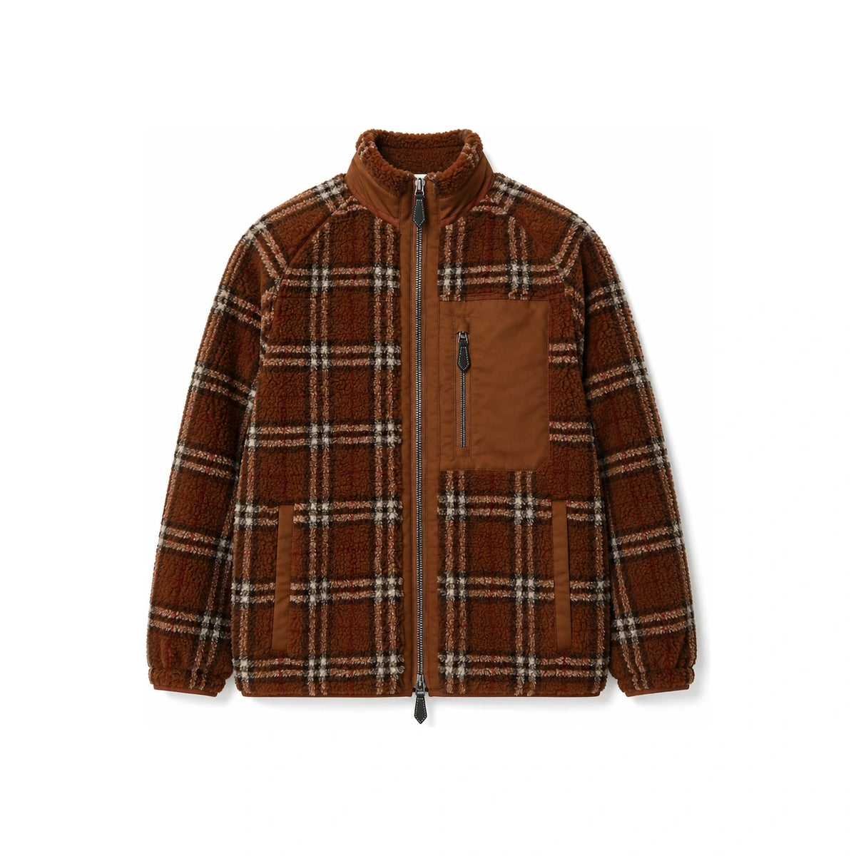 BURBERRY Vintage Check Fleece Jacket Brown Unisex