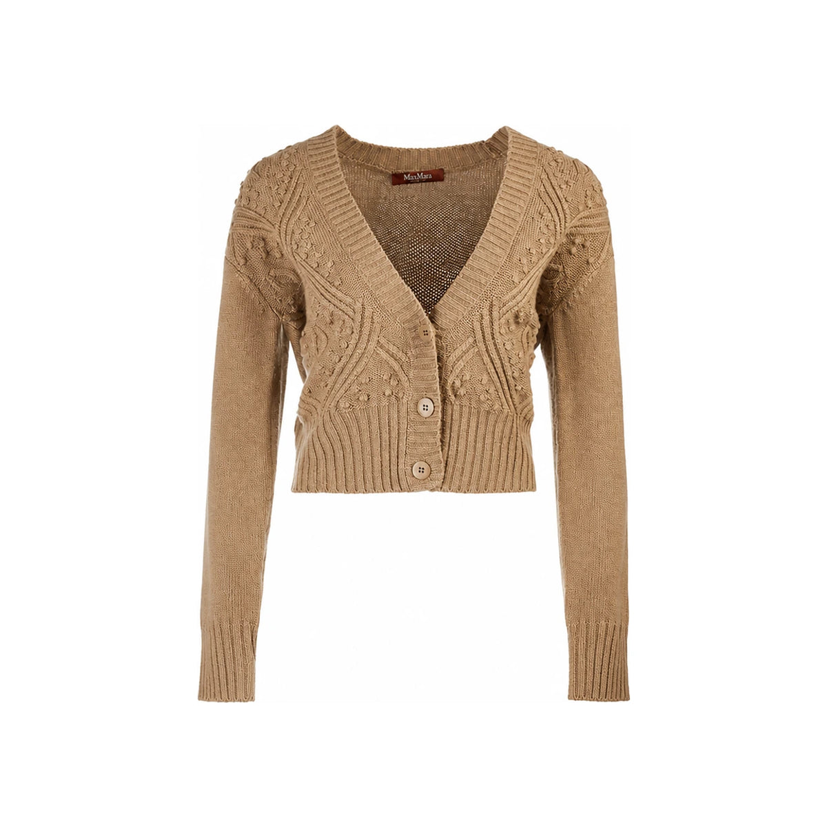 Max Mara Women’s V-Neck Cardigan Lella FW24 Beige Knit