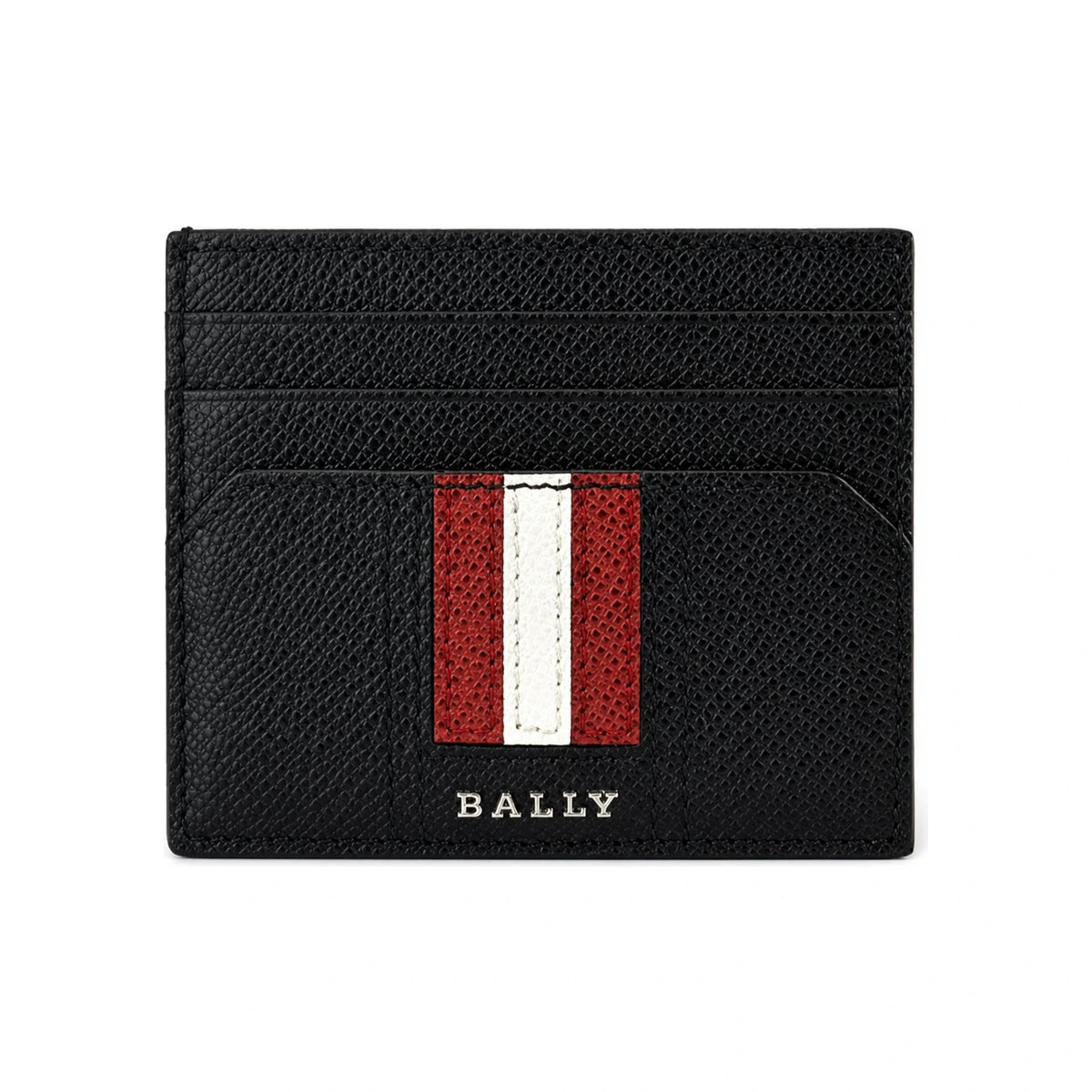 BALLY Talbyn Stripe Black Leather Card Holder