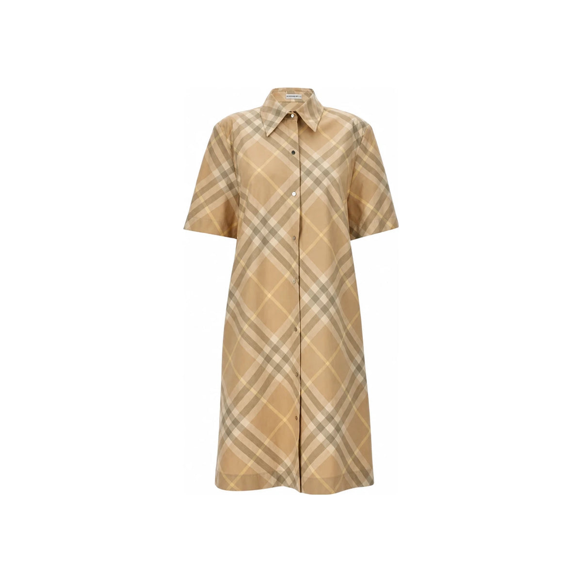 BURBERRY Check Short Sleeve Shirt Dress Long Dress