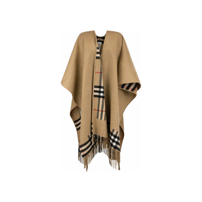 BURBERRY Reversible Check Cape in Archive Beige Coat