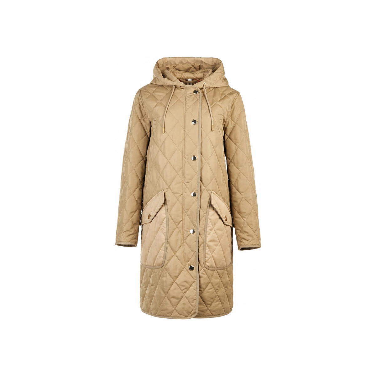 BURBERRY Beige Diamond Quilted Hooded Coat Women