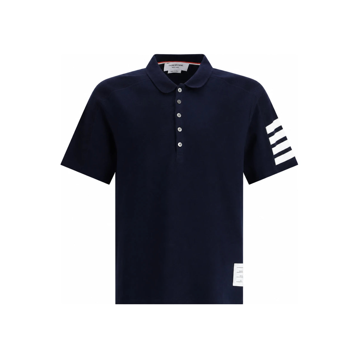 THOM BROWNE Diagonal Stripe Milano Cotton Polo Shirt Navy
