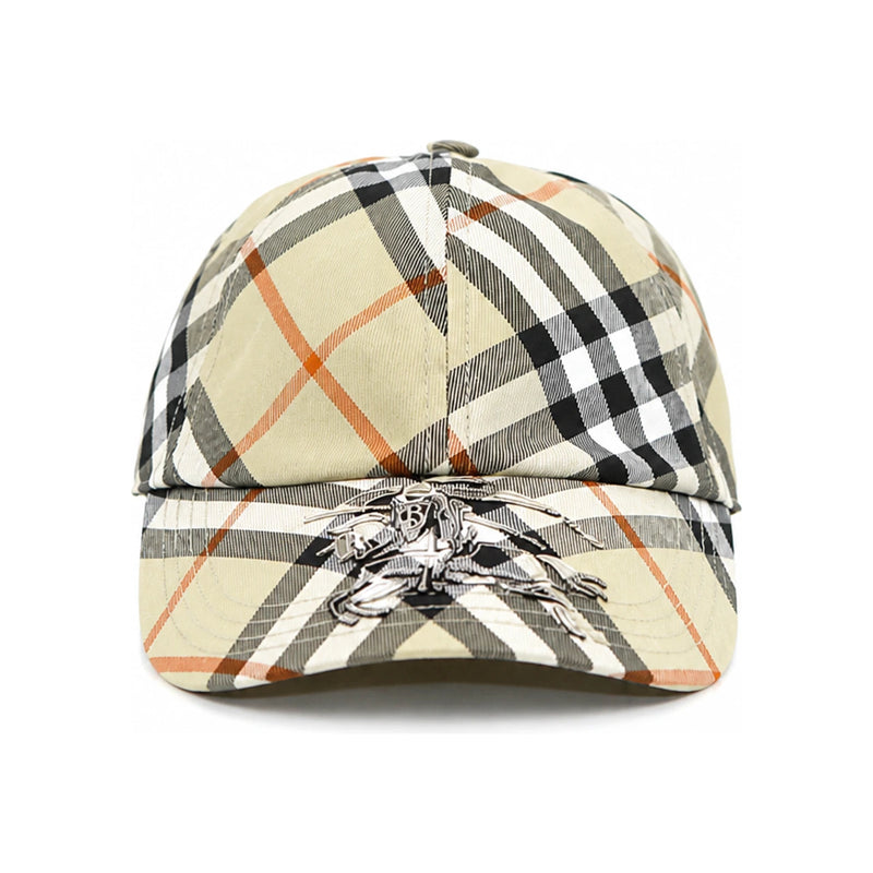 BURBERRY Check Logo Appliqué Light Sage Baseball Cap