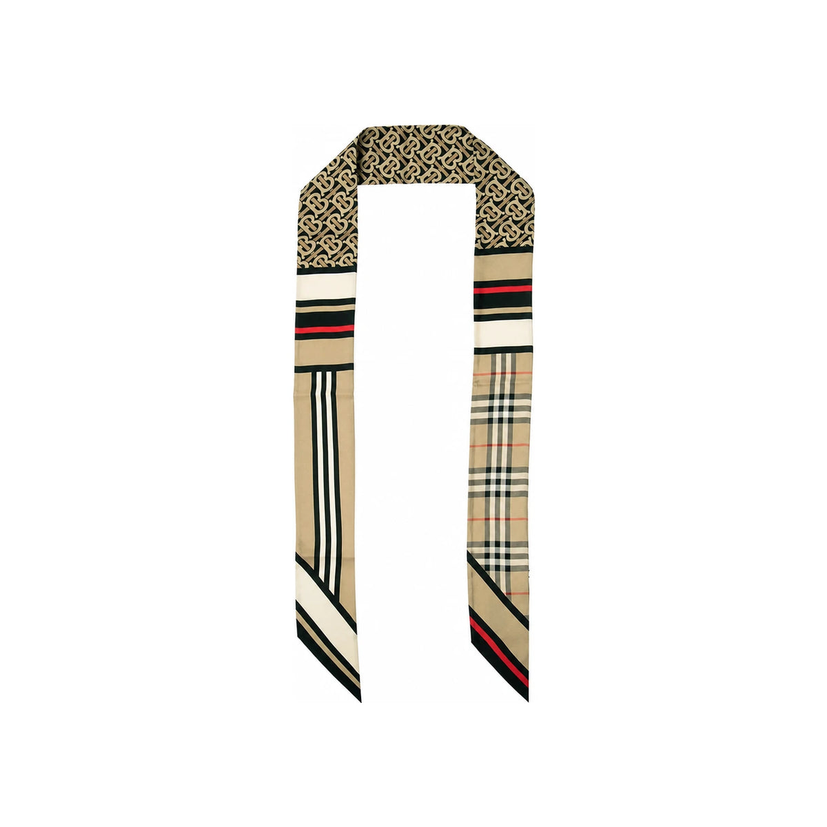 BURBERRY Check Skinny Montage Silk Scarf