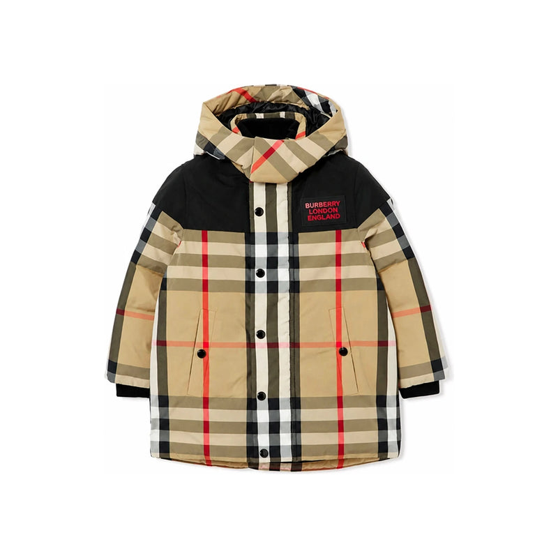 BURBERRY Vintage Check Hooded Down Jacket for Women